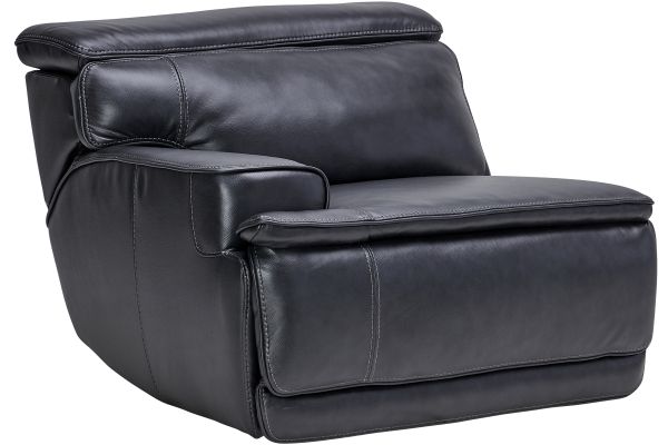 Maddox Navy Leather Triple Power Reclining Console Loveseat