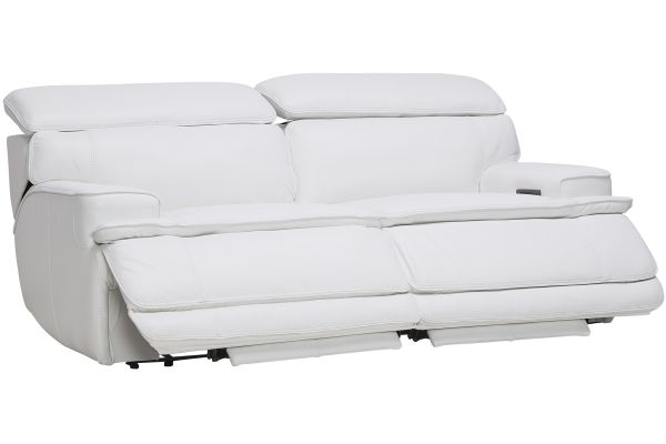 Maddox White Leather Triple Power Reclining Loveseat