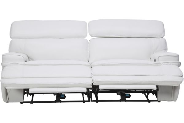 Maddox White Leather Triple Power Reclining Loveseat