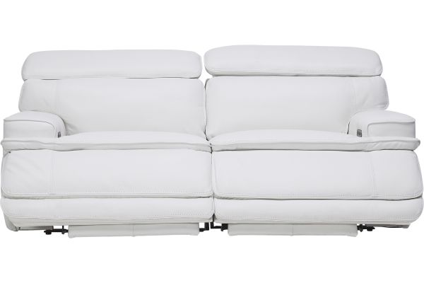 Maddox White Leather Triple Power Reclining Loveseat