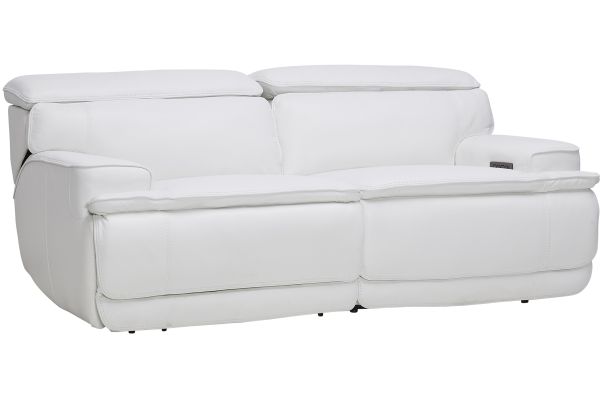 Maddox White Leather Triple Power Reclining Loveseat