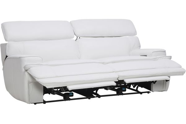 Maddox White Leather Triple Power Reclining Loveseat