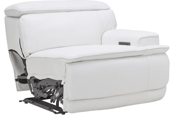 Maddox White Leather Triple Power Reclining Loveseat