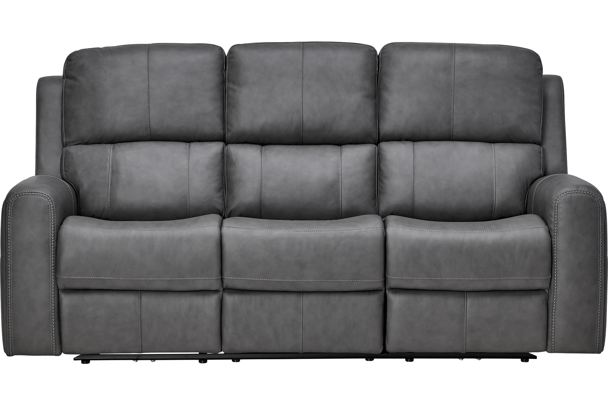 Linton Grey Leather Triple Power Reclining Sofa at Gardner White