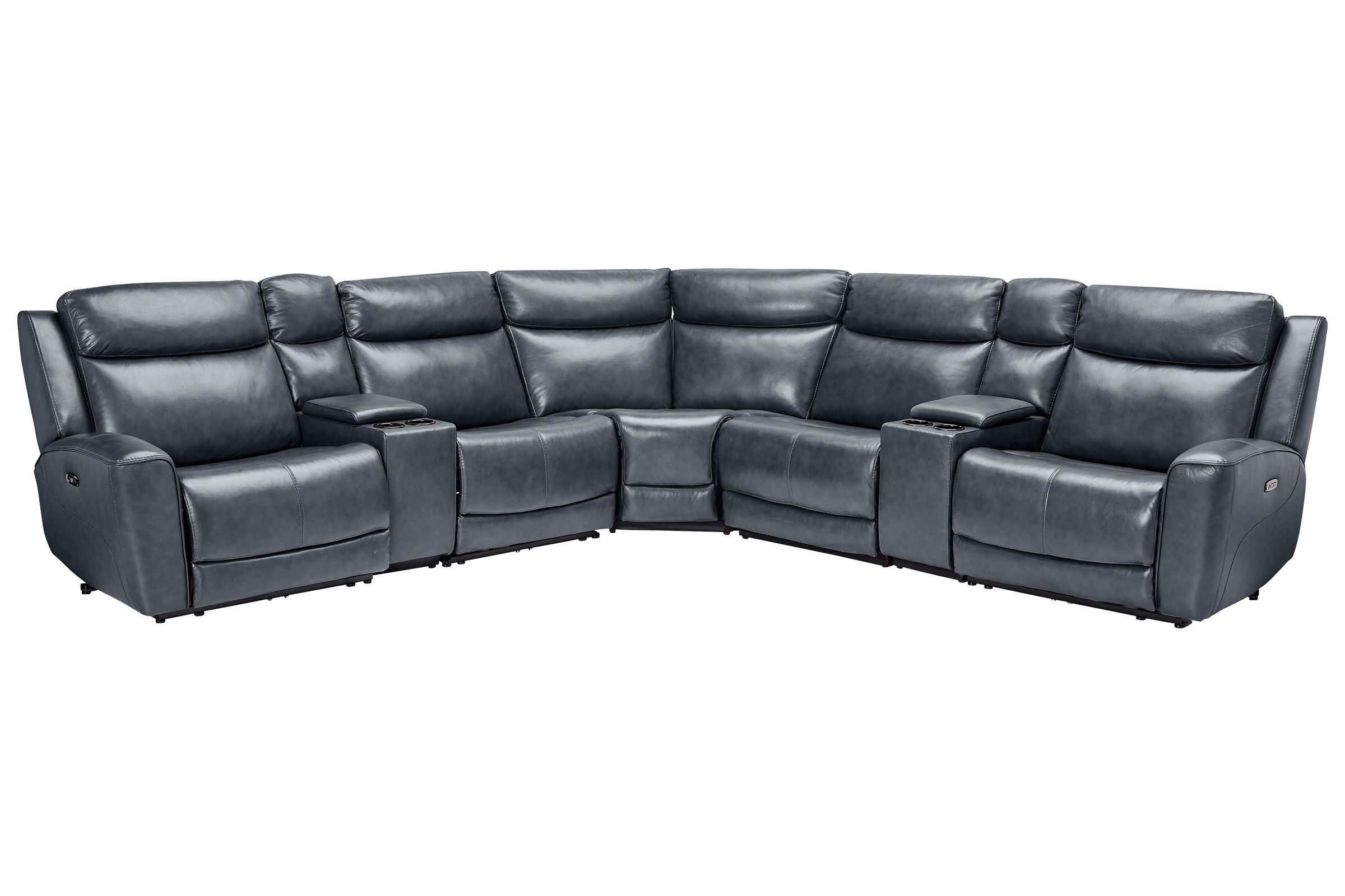 maria7✴︎ Scorpio Blue 7-Piece Leather Dual Power Reclining Sectional