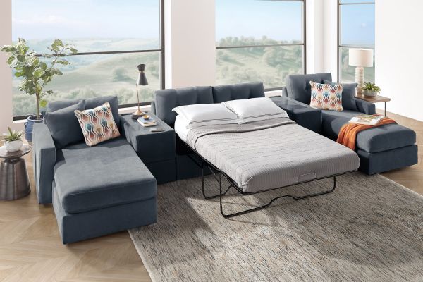 ModularOne Navy 5-Piece Sleeper Sectional with E-Console