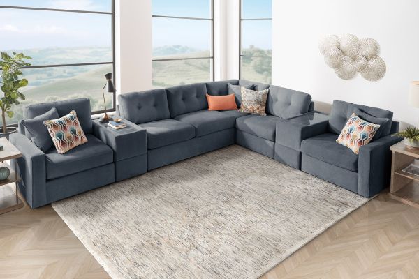 ModularOne Navy 7-Piece Sleeper Sectional with E-Console