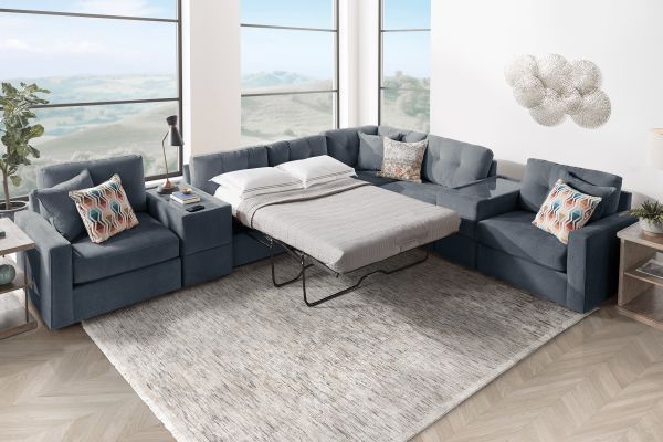 ModularOne Navy 7-Piece Sleeper Sectional with E-Console