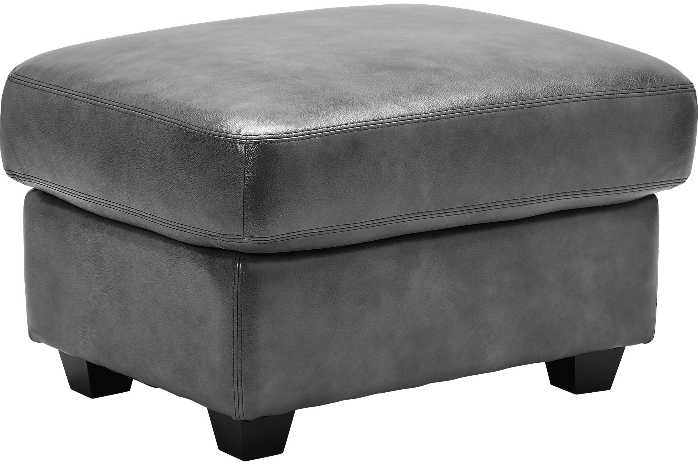 Wesley Grey Leather Ottoman at Gardner White