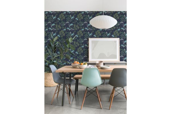 Sorrel Navy Botanical Wallpaper