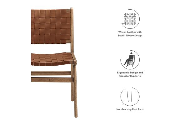Saoirse Faux Leather Wood Dining Side Chair - Set of 2