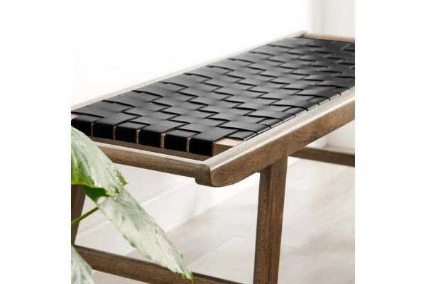 Saoirse 47" Faux Leather Wood Bench