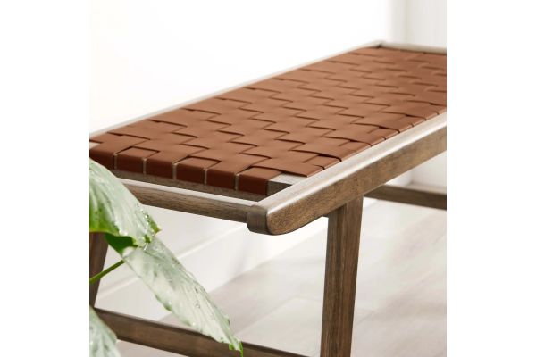 Saoirse 47" Faux Leather Wood Bench