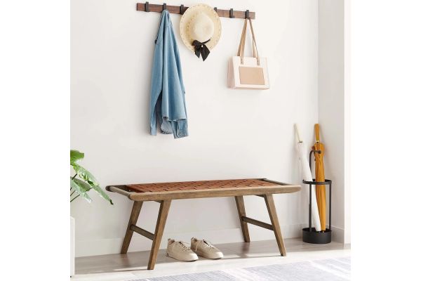 Saoirse 47" Faux Leather Wood Bench