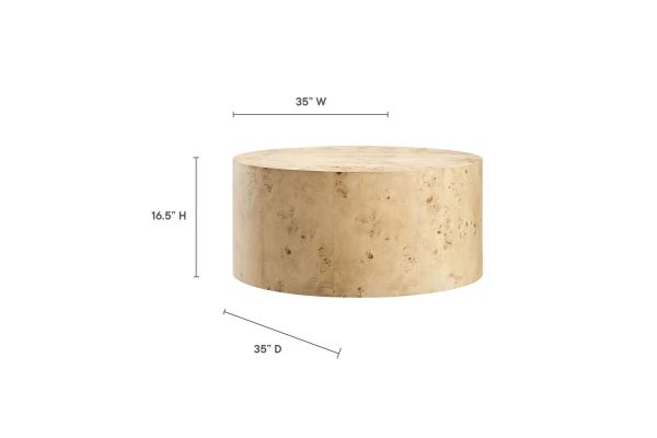 Cosmos 35" Round Burl Wood Coffee Table by Modway