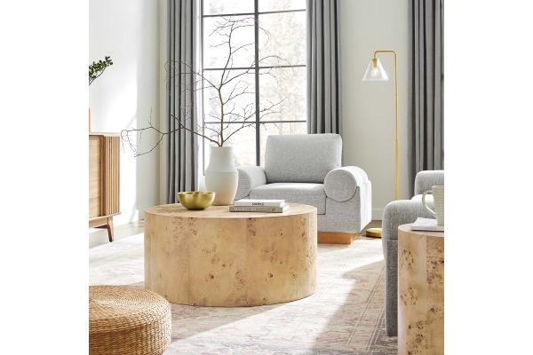 Cosmos 35" Round Burl Wood Coffee Table by Modway