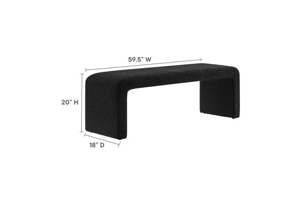 Simba Boucle Fabric Waterfall Long Bench