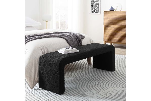 Simba Boucle Fabric Waterfall Long Bench