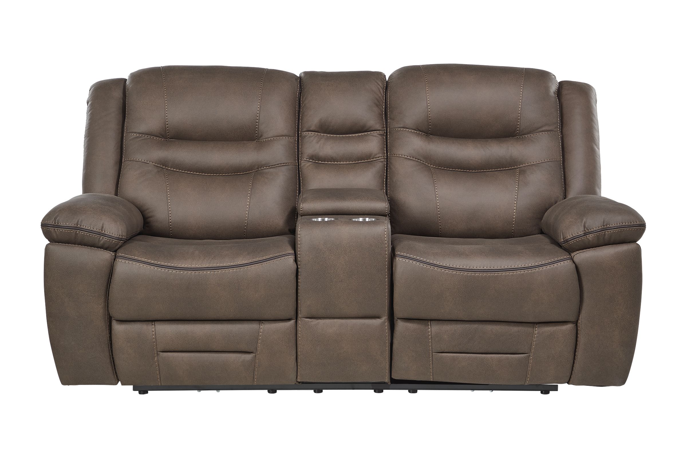 Rockford Brown Dual Power Reclining Console Loveseat at Gardner White