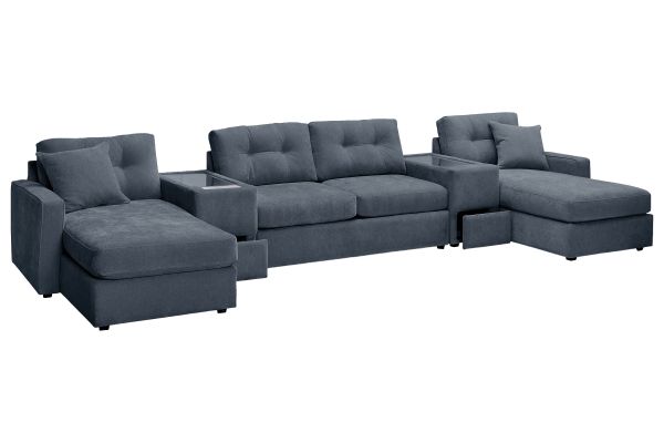 ModularOne Navy 5-Piece Sleeper Sectional with E-Console