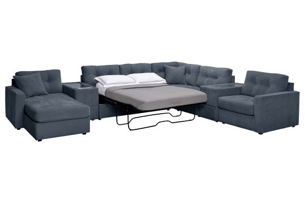 ModularOne Navy 7-Piece Sleeper Sectional with Left Arm Facing Chaise