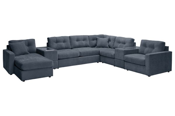 ModularOne Navy 7-Piece Sleeper Sectional with Left Arm Facing Chaise