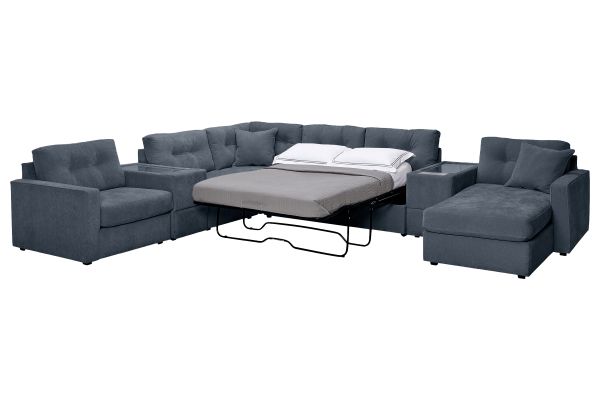 ModularOne Navy 7-Piece Sleeper Sectional with Right Arm Facing Chaise
