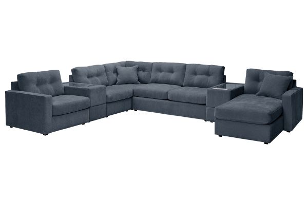 ModularOne Navy 7-Piece Sleeper Sectional with Right Arm Facing Chaise