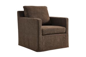 Serene Linen Slipcovered Swivel Armchair