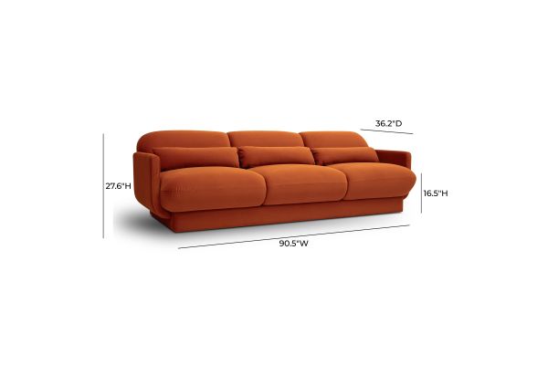 Azalea Rust Orange Velvet Sofa