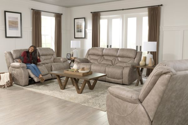 Bryer Fog Triple Power Reclining Console Loveseat