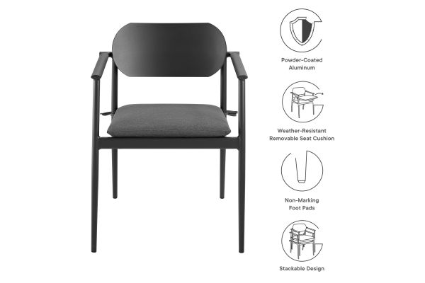 Aeris Stackable Outdoor Patio Aluminum Dining Armchair Set of 2