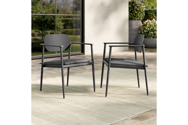 Aeris Stackable Outdoor Patio Aluminum Dining Armchair Set of 2
