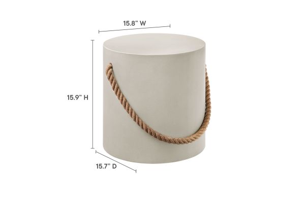 Isera Indoor - Outdoor Patio Rope Concrete Side Table Stool