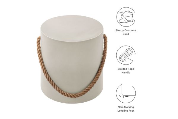 Isera Indoor - Outdoor Patio Rope Concrete Side Table Stool