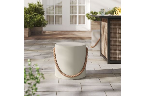 Isera Indoor - Outdoor Patio Rope Concrete Side Table Stool