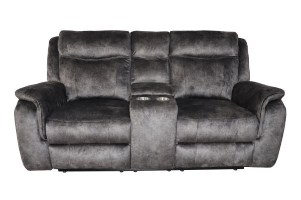 Keaton Grey Reclining Console Loveseat