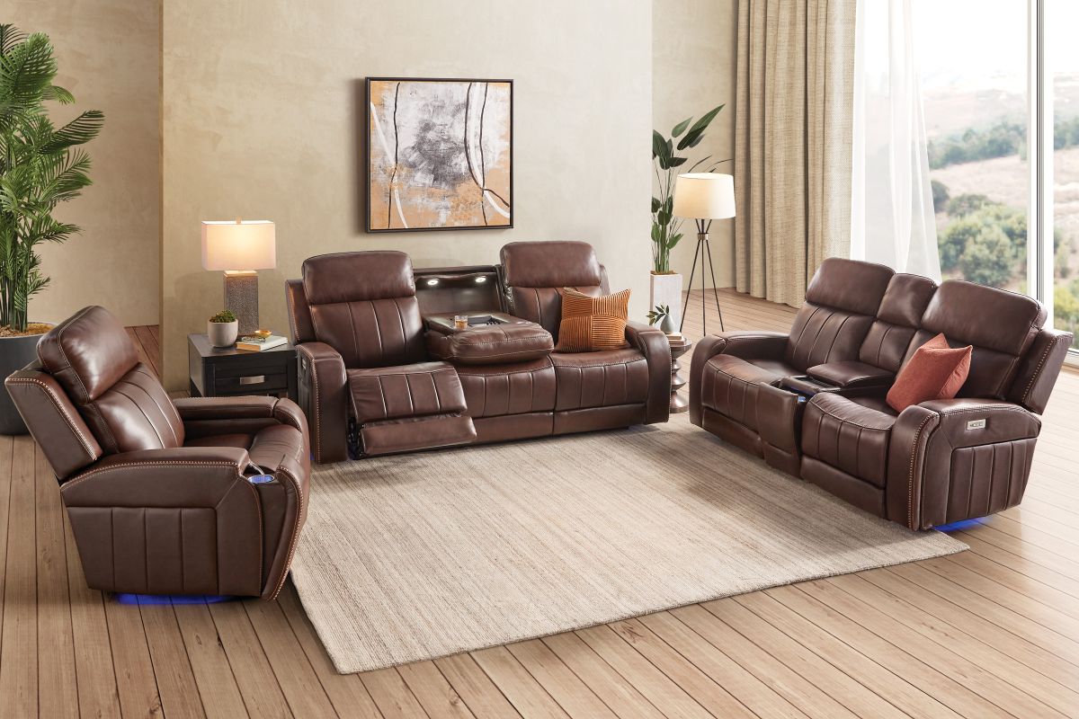 Maverick Brown Audio Triple Power Leather Recliner 13