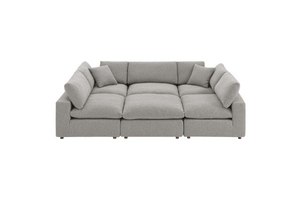 Commix 6-Piece Down Filled Overstuffed Boucle Fabric Sectional Sofa 