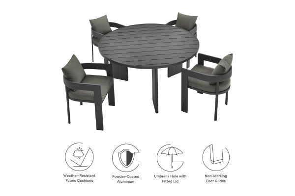 Tahoe Round Outdoor Patio Aluminum Dining Table