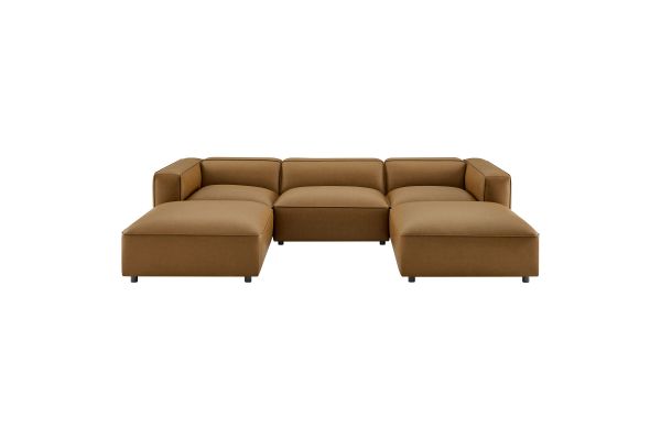 Auren 5-Piece Upholstered Vegan Leather Modular U-Shaped Sofa 