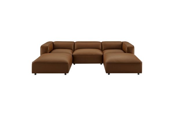 Auren 5-Piece Upholstered Vegan Leather Modular U-Shaped Sofa 