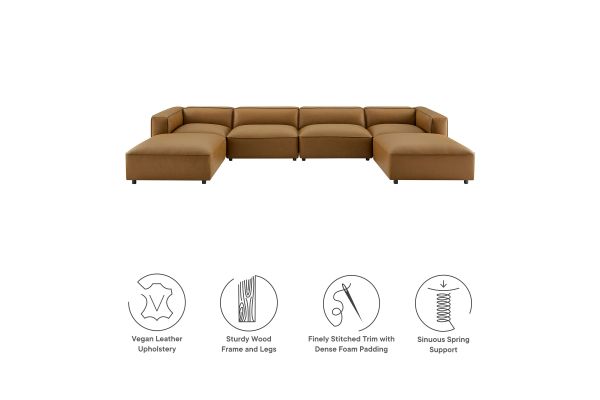 Auren 6-Piece Upholstered Vegan Leather Modular Sofa