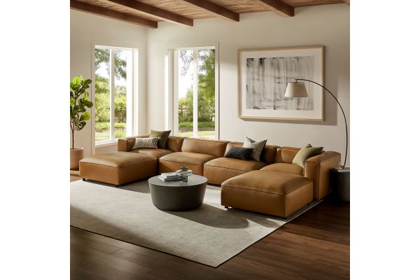 Auren 6-Piece Upholstered Vegan Leather Modular Sofa