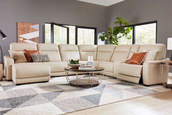 Newport 7-Piece Leather Dual Power Reclining Sectional with Left Arm Facing Chaise