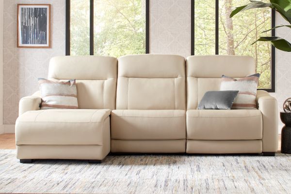 Newport 3-Piece Leather Dual Power Reclining Sectional with Left Arm Facing Chaise