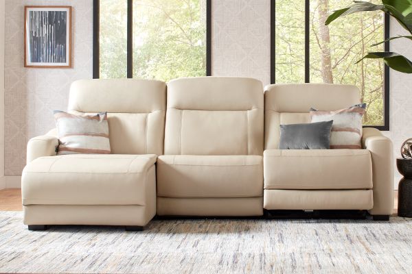 Newport 3-Piece Leather Dual Power Reclining Sectional with Left Arm Facing Chaise