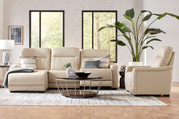 Newport 3-Piece Leather Dual Power Reclining Sectional with Left Arm Facing Chaise