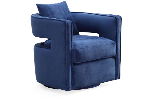Kennedy Navy Textured Velvet Swivel Chair