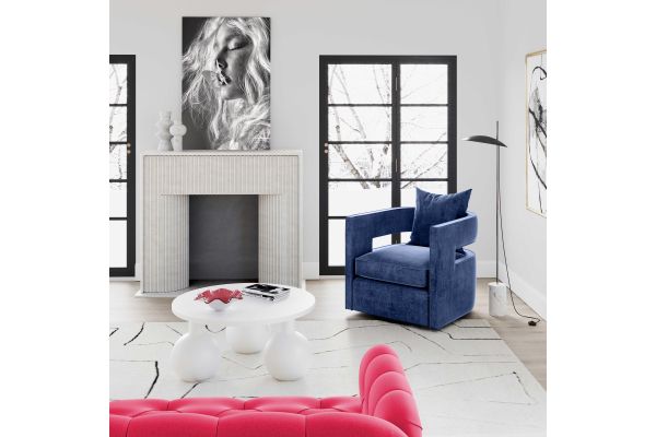 Kennedy Navy Textured Velvet Swivel Chair